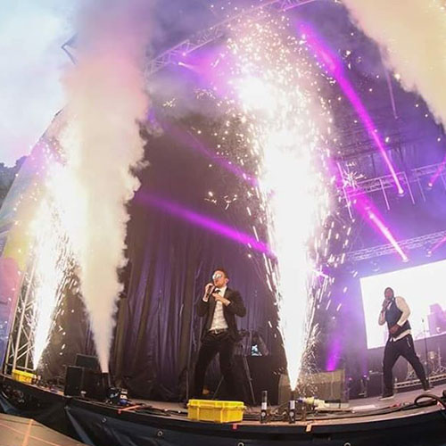 Pyrotechnics at concert in the UK