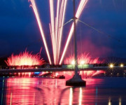 Fireworks display over bridge in the UK