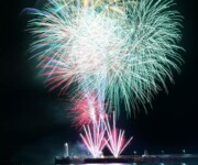 Colourful fireworks display in the UK