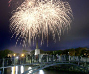 Fireworks display over a bridge in the UK