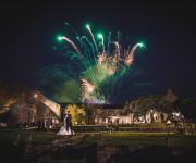 Married couple watching fireworks display in the UK