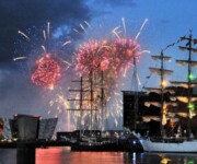 Fireworks in Belfast over the water