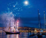 Fireworks over the water in the UK