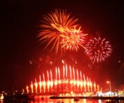 Fireworks over the water in the UK